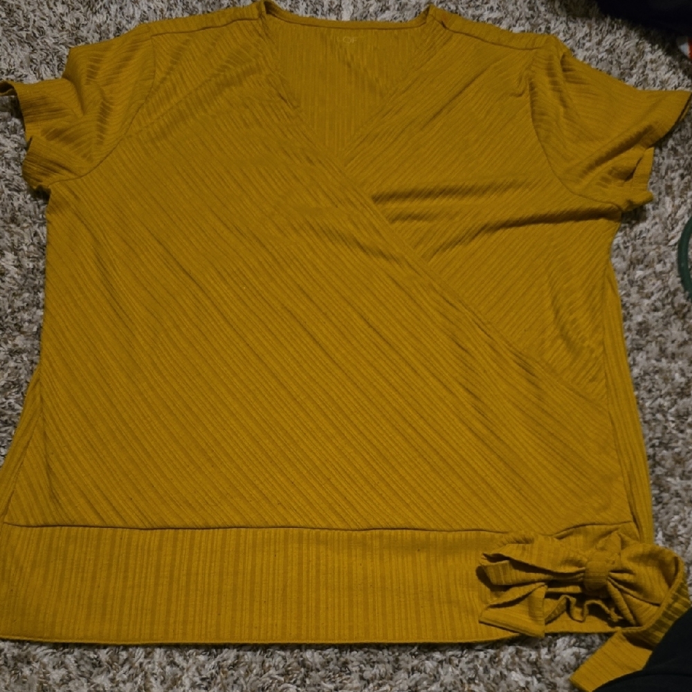 LOFT Mustard Yellow Wrap Blouse